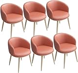 Moderne Küche Esszimmer Stühle Set PU Esszimmerstühle 6er Set Vintage Küchenstühle Ledersitz mit U-förmiger Rückenlehne Metallbeine Sessel für Esszimmer Empfang Bürostühle (Farbe: Orange)