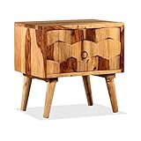 lvssiao Moderner Beistelltisch, Nachttisch mit 1 Schublade aus Massivholz Sheesham Sideboard Beistellschrank Bett Schlafzimmer Zimmer Organizer Aufbewahrung