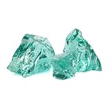 Steingrau 20kg Glasbrocken 120-200mm Türkis-Hell Glassplitt Dekoglas Gabionen
