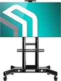 ONKRON TV Ständer rollbar & Höhenverstellbar - TV Bodenständer schwenkbar für 40-70 Zoll LED Flach & Curved Max VESA Standfuss 600x400 bis 45,5 kg/TV Stand Schwarz TS1551