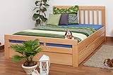 Doppelbett/Funktionsbett 'Easy Premium Line' K8 inkl. 4 Schubladen und 2 Abdeckblenden, 160 x 200 cm Buche Vollholz massiv Natur