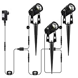 AIMHEIM 3er-Set LED Gartenbeleuchtung mit Erdspieß, 3W Gartenleuchte mit Stecker, 1080LM, P65 Wasserdicht Gartenleuchten Gartenstrahler Außen Strahler Warmweiß für Garten, Terrasse, Pflanzen, Wegen