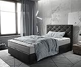 DELIFE Boxspringbett Dream-Great Mikrofaser Anthrazit Vintage 120x200 cm mit Matratze und Topper