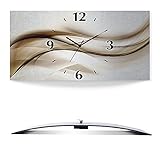 ARTLAND Wanduhr ohne Tickgeräusche Alu Funkuhr 60x30 cm Eckig Lautlos 3D Design Welle Abstrakt Modern Ausgefallen T9LI