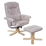 Mendler Relaxsessel M56, Fernsehsessel TV-Sessel mit Hocker, Stoff/Textil - Vintage hellgrau