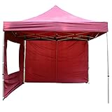 Nexos SM936153_SL01 Profi Faltpavillon Partyzelt Pavillon 3x3 m mit 4 Seitenteilen - hochwertige Ausführung - wasserdichtes Dach 270 g/m² + Tragetasche – Farbe: Burgund, Rot