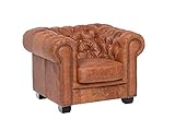 Woodkings® Chesterfield Sessel antik Echtleder Bürosessel Polstermöbel Designsessel Federkern Unikat Herrenzimmer englisches Leder Stilsessel (Cracker braun)