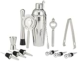 Amazon Basics Barbesteck-Set, Edelstahl, 710-ml-Shaker, Ausgießer, Jigger, Muddler, 13 Stück