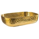 APS Schale aus Aluminium mit gehämmerter, Brotschale, goldener Oberfläche für u.a. kalte und warme Speisen, 23,0 x 15,5 cm, 1,4 ltr.