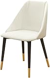 Küchen-Esszimmerstühle, PU-Leder, hohe Rückenlehne, gepolsterter weicher Sitz mit Karbonstahl-Beinen für Büro, Lounge, Esszimmer, Küche (Farbe: Weiß)