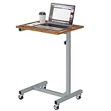 sogesfurniture Laptoptisch höhenverstellbar, mobiler Beistelltisch Sofatisch Notebooktisch Pflegetisch mit Rollen, für Schlafzimmer, Wohnzimmer, 48x37x65-84cm