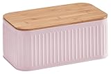 ZELLER Present - Schöner LEBEN. Praktisch WOHNEN. 25160 Brotkasten mit Bamboodeckel, Brotkasten, Metall, rosé, 30 x 18 x 13 cm