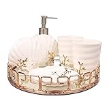 LOSTIS Bad-Accessoires-Set Badezimmer Zubehör Set Seifenspender Aus Keramik, Badezimmer-Set, Lotionsflasche, Zahnbürstenhalter, Seifenschale Badezimmer-Set Badezimmerzubehör-Set (Color : B)