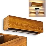HOFSTEIN LED Wandlampe Adak, dimmbare Wandleuchte aus Holz/Metall in Braun/Grau, 1-flammig, 13,5 Watt, 1800 Lumen, 3000 Kelvin (warmweiß), längliche Innenwandleuchte m. Up&Down Effekt an der Wand