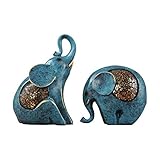 WQISON Wohnaccessoires Elephant Ornament TV Cabinet Ornament Bürodekoration Ornamente Wohnzimmer Tisch-Dekorationen Geschenke (Farbe: blau, Größe: 17 * 13 * 22cm)