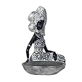 BY SIGRIS Signes Grimalt Dekofiguren | Figur aus afrikanischem Harz in Silber - 18 x 11 x 18 cm