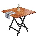 JmOrcO Tragbarer, klappbarer Esstisch, Küchentisch, platzsparender Drop-Leaf-Esstisch, Wohnmobiltisch,Braun,80 * 80 * 75cm