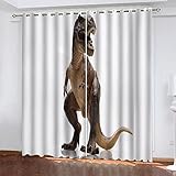 Vorhänge Kinderzimmer Mädchen Junge 3D Einfacher Tierischer Dinosaurier Blickdicht Verdunkelung 2Er Set H 160 X B 140 cm Verdunkelungsvorhang Thermogardinen Wohnzimmer Mit Ösen Vorhänge Schlafzimmer