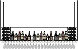 Weinregal Wandmontage - Deckenwandmontage Weinregal und Glashalter, 100 cm Metall-Weinregal zum Aufhängen für Bars, Restaurants, Küchen