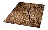 HANSE Home Bastia Special Design Teppich - Modern Baumstamm Muster Holzoptik Baumstumpf Holz Wohnzimmerteppich für Esszimmer, Wohnzimmer, Flur, Schlafzimmer, Küche – Braun, 140x200cm