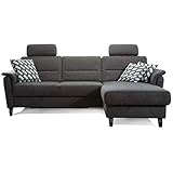 Cavadore Schlafsofa Palera mit Federkern / L-Form Sofa mit Bettfunktion / 244 x 89 x 164 / Stoff Dunkelgrau