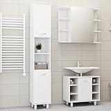 BULANED 3-TLG. Badmöbel-Set, Badezimmer Möbel, Waschtisch Set, Bad Möbel, Hochglanz-Weiß Spanplatte