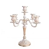 Kerzenleuchter 5-armig , Kerzenständer Leuchter Kerzenhalter, 5-armig aus Legierung 32 cm massiv 1.3kg ~ Farbe: Silber