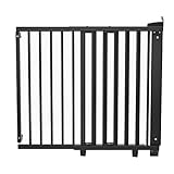 Geuther 2734+ schwenkbares Türschutzgitter Passung: 86 cm - 133 cm TÜV/GS zertifiziert Türgitter Treppenschutzgitter zum Bohren hohes Babygitter stufenlos einstellbar Gebeizt Schwarz