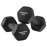 SONGMICS Hanteln, 2er Set, Kurzhanteln, Krafttraining, zu Hause, im Büro, Fitnessstudio, 2 x 5 kg, schwarz SYL60BK