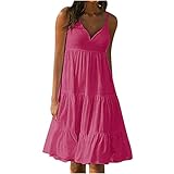 tsaChick Cocktailkleid Damen Elegant Für Hochzeit Damen V-Ausschnitt Halter Ärmellos Lose Strand Kleid Sommerkleid Hochzeit Gast Sommerkleid Festlich Poolverkleidungen Lässige Sommerkleider