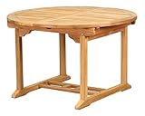 Kai Wiechmann Gartentisch Teak ausziehbar 120 cm rund Holztisch extra massiv