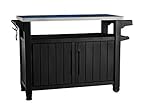 Keter Unity XL BBQ Beistelltisch, Abmessungen 134x51.7x89.6cm, grau, wetterfest, Arbeitsplatte aus Edelstahl, Outdoor Sideboard, perfekt für das Grillen im Frühling, X-Large, Grilltisch