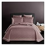 Weiches Tagesdecken-Set, Gesteppte Bettdecke, wendbar, leicht, für alle Jahreszeiten, Bettwäsche-Sets mit 2 Kissenbezügen, 245 x 250 cm, Lila (Pink)