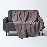Homescapes extra große Tagesdecke Rajput, dunkelgrau, Wohndecke aus 100% Baumwolle, 255 x 360 cm, Sofaüberwurf/Couchüberwurf in RIPP-Optik