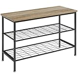 IBUYKE Schuhregal, 3 Ebenen Schuhschrank mit 2 Engmaschigen Gitterablagen, Industrie Schuhablage für Wohnzimmer, Eingang, Mudroom, Flur, Schlafzimmer, 80x30x49.5cm, Greige TXJ003Y