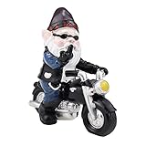 UBERMing Motorrad Zwerge für den Garten 12 x 13cm Gartendeko Zwerge Lustig Garden GNOME Statue für den Garten Dekoration für die Terasse Deko für den Balkon