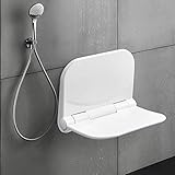 BybAgs Badhocker, Klappende Duschsitz Sitz Bequemer Bad Flussassistent, Wand Montierter Klapperdusche Älteregere Frau Wandmontierter Klappstuhl Duschbank Für Innenausche/Weiss/37,6 * 32,4 cm