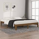 TECHPO Bettgestell Honigbraun Massivholz Kiefer 160x200 cm mit Farbe:Honigbraun