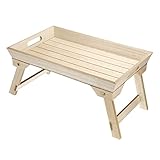 PATIKIL 45x28x22cm Frühstückstisch Tablett Bett Tabletten mit Klappbare Beine Tragbar Holz Servierplatte Laptop Snack Schreibtisch für Essen Braun