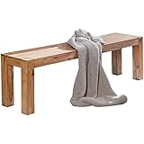 FineBuy Esszimmer Sitzbank Massiv-Holz Akazie 160 x 45 x 35 cm Design Holz-Bank Natur-Produkt Küchenbank Landhaus-Stil dunkel-braun Bank 3-Sitzer für innen ohne Rücken-Lehne Echt-Holz unbehandelt