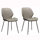 Küchen-/Esszimmerstuhl, 2er-Set, moderner, einfacher Stuhl aus PU-Leder mit Rückenlehne und Matel-Beinen, für Küche, Wohnzimmer, Lounge, Thekenstühle (Farbe: warmes Grau, Größe: schwarzes Be