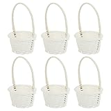 6 Stücke Geflochtener Blumenkorb Mini Weidenkorb mit Henkel Hochzeit Streukorb Landhaus Ostern Tisch Frühlingsdeko (9cm Durchmesser)