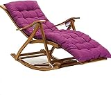 MIXMEY Loungesessel, Sonnenliegen, Campingstühle, Gartenliegen, Klappstuhl, Klappstuhl, Liegestuhl, verstellbarer Stuhl mit 6 Geschwindigkeiten (Größe: Holz + blaue Tonnenpolster)