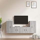 Tidyard 4-TLG. Wohnwand Komplett Mediawand Anbauwand Schrankwand TV Wand TV Schrank Set Holzwerkstoff Grau Sonoma