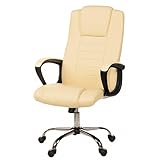 GIOSEDIO Komfortabler Bürostuhl mit zeitlosem Design, ergonomischer Rückenstütze und Verstellbarer Höhe Wippfunktion Chefsessel aus Öko-Leder Büro-Sessel Beige