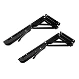 AAKOMA Regalhalterungen, 2 X Klappbar, Schwarz, 246 Mm X 93 Mm, Regalhalterungen, Robuste Eisen-Regalhalterung Für Werkbank/Mikrowelle, Maximale Belastung: 110 Pfund (Mit Schrauben)/346 * 140Mm
