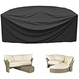 KEKAFU Sonneninsel Abdeckung Halbrund 130/150/180/250cm, Schutzhülle Sonneninsel Halbrund Wasserdicht, Abdeckplane Liegeinsel Halbrund mit Schnallenriemen 420D Oxford-Stoff-Schwarz (150 * 75 * 90cm)