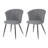 FURNISH 1 2 Esszimmerstühle, skandinavischer Stil, Füße aus Metall aus Stahl und mit Jindeli Fabri, für Küche/Restaurant, graue Schnalle