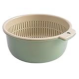 NEZIMI Geschirr Abtropfständer 2 Etagen 2-in-1 Abnehmbarer Kunststoffkorb, doppelschichtiger Trennungsdesign-Korb, PP-Material, waschbarer Obstkorb Schrankeinsatz Teller (Green, One Size)