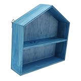 Cabilock 1 X Box Holz-Display-Box Desktop-Holz-Display-Ständer Schließfach-Regale Desktop-Regal Glas-Vitrine Holz-Wand-Schmuckschatulle Blaue Heim-Aufbewahrungsbox Display-Box